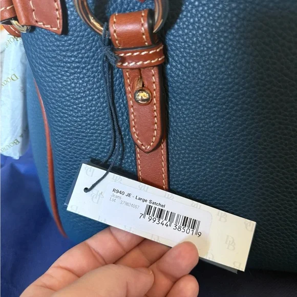 NTW Large Pebbled Leather Satchel in color Jeans - Picture 4 of 10